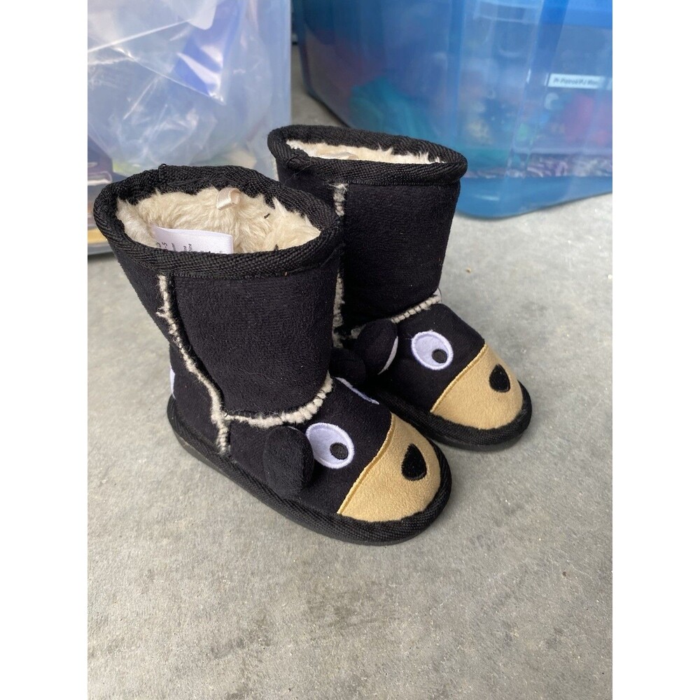 Lazy One Toasty Toez Black Bear Slipper Boots Toddler Size XXS 4-5